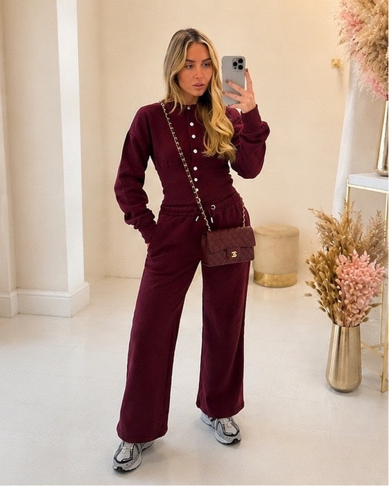Burgundy Corset Lounge Set