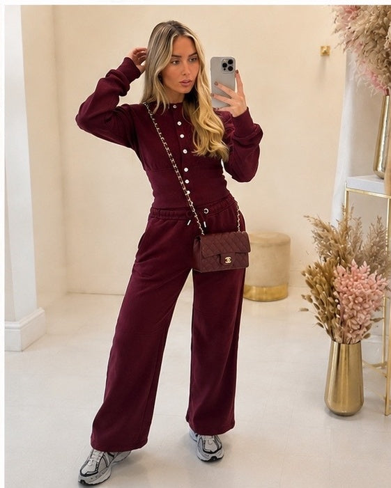 Burgundy Corset Lounge Set